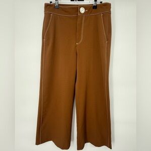 Zara Women’s Brown Chinos with White Stitching